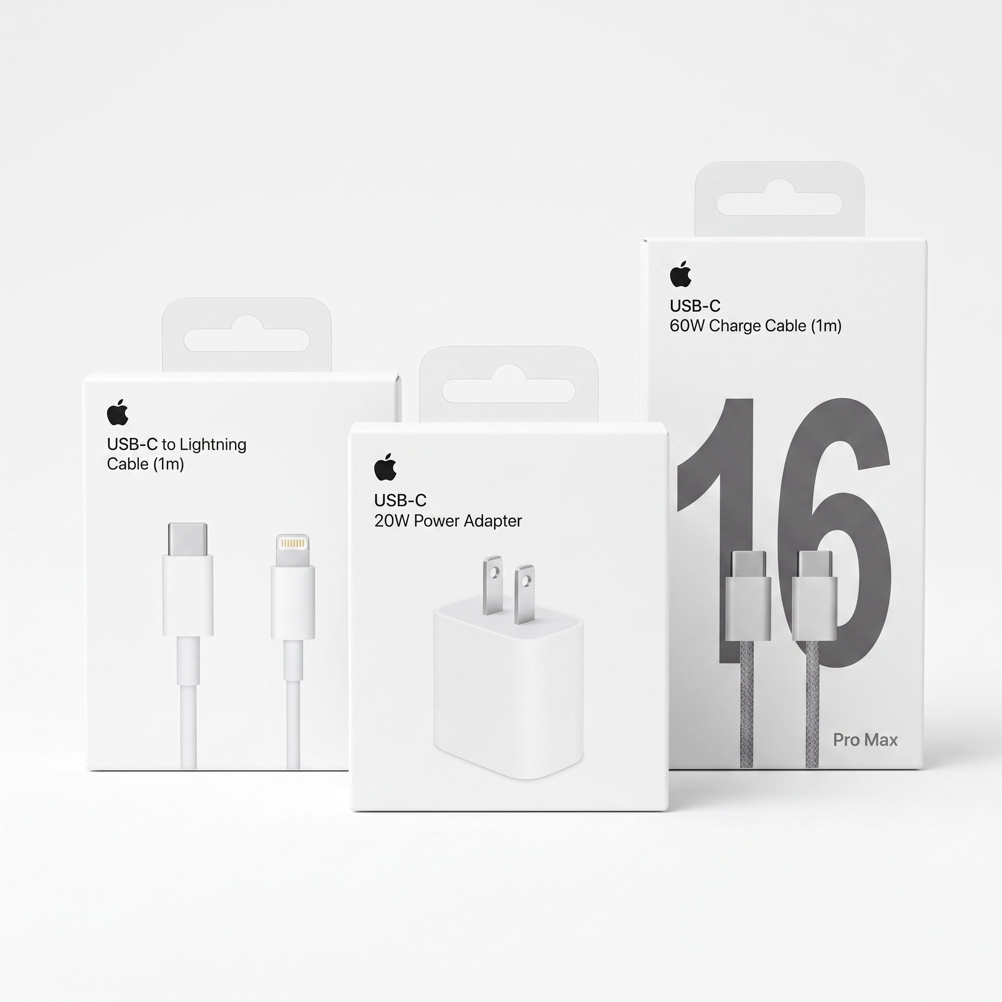 iPhone 20W US Plug Adapter (2-Pin) + Lightning Cable
