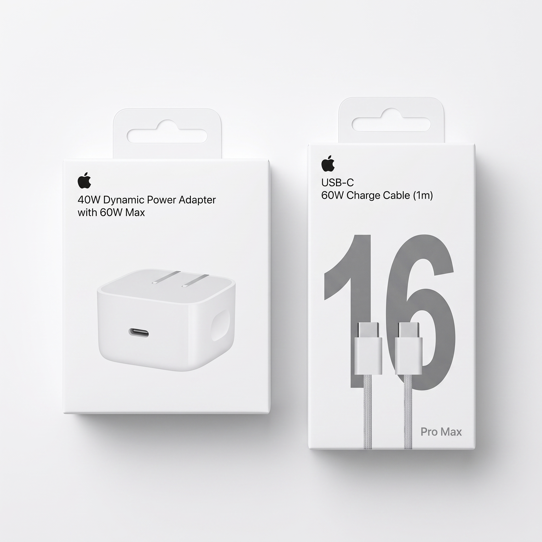 Apple 40W Original Fast Power Adapter – 2-Pin with NFC + Free Type-C Cable